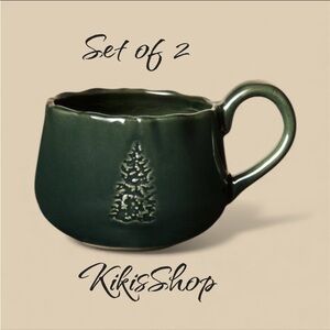 Set of 2- 13.5oz Stoneware Debossed
Tree Holiday Mug Green-Hearth & Hand